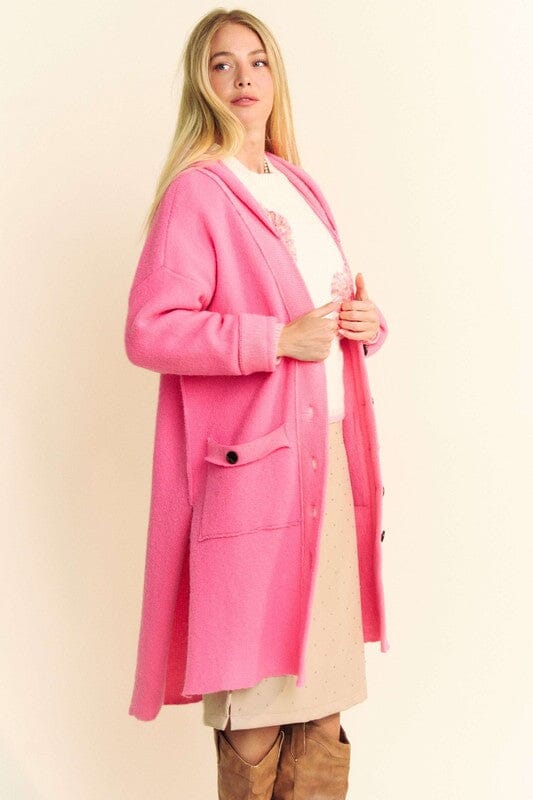 Davi & Dani Side Slit Button Up Hooded Cardigan - Sydney So Sweet