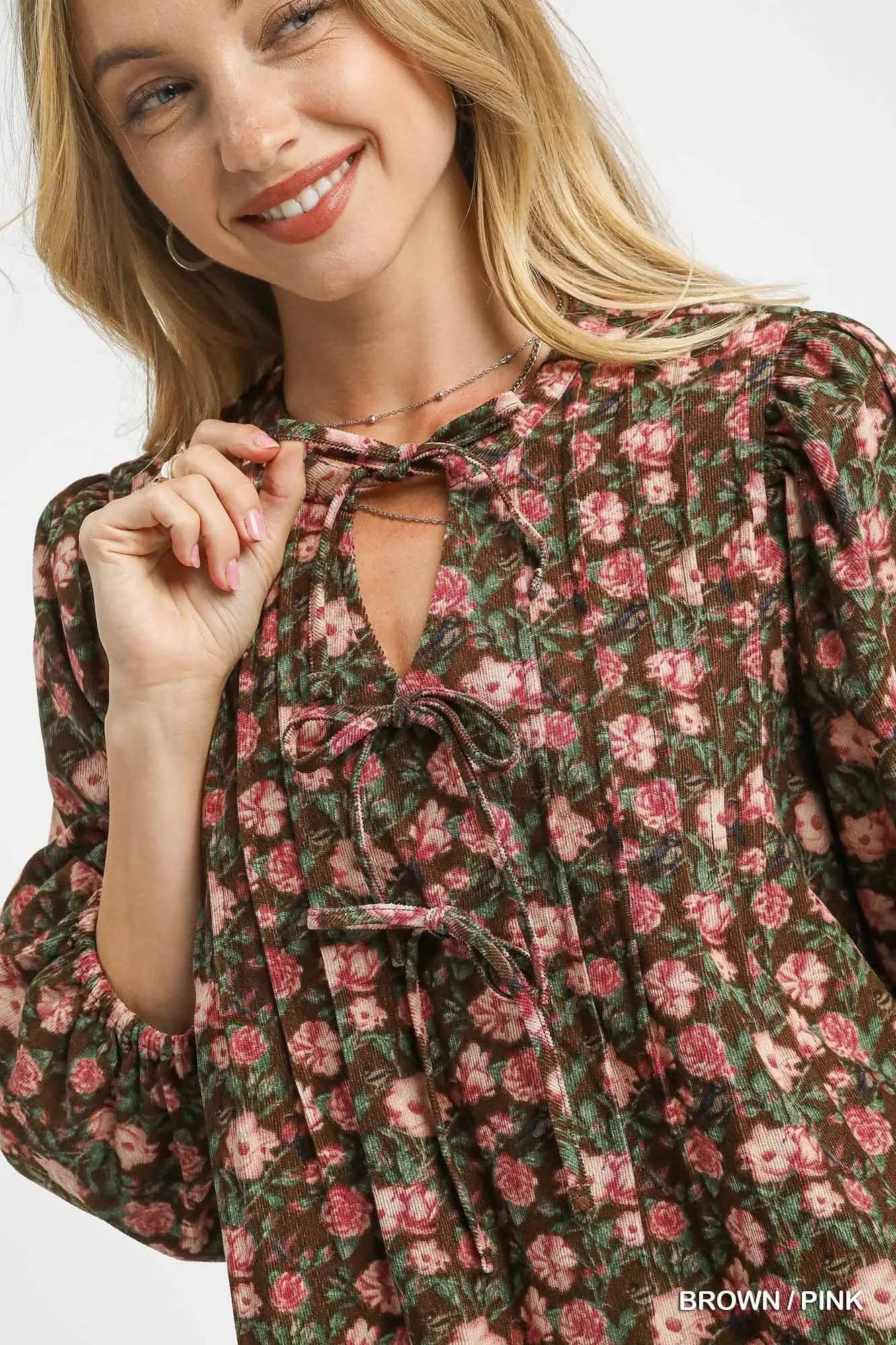 Umgee Floral Tie-Neck Babydoll Dress - Sydney So Sweet