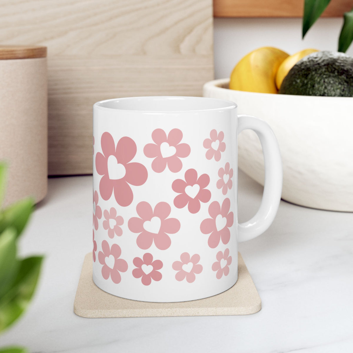 Bouquet of Love Mug — Pink Retro Floral Coffee Cup (11oz, 15oz)