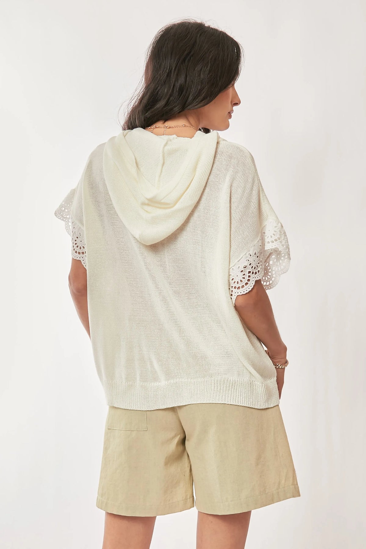 Davi & Dani American Flag Loose Fit Lace Sleeve Hoodie Top - Sydney So Sweet