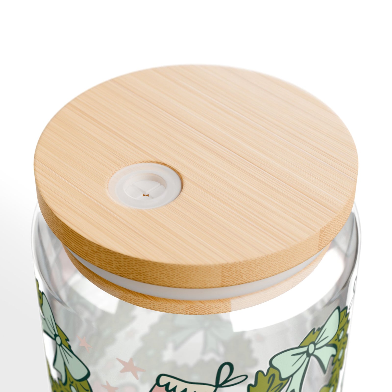Holly Jolly Christmas Stockings Sipper Glass 16oz Reusable Drink Jar with Lid & Straw