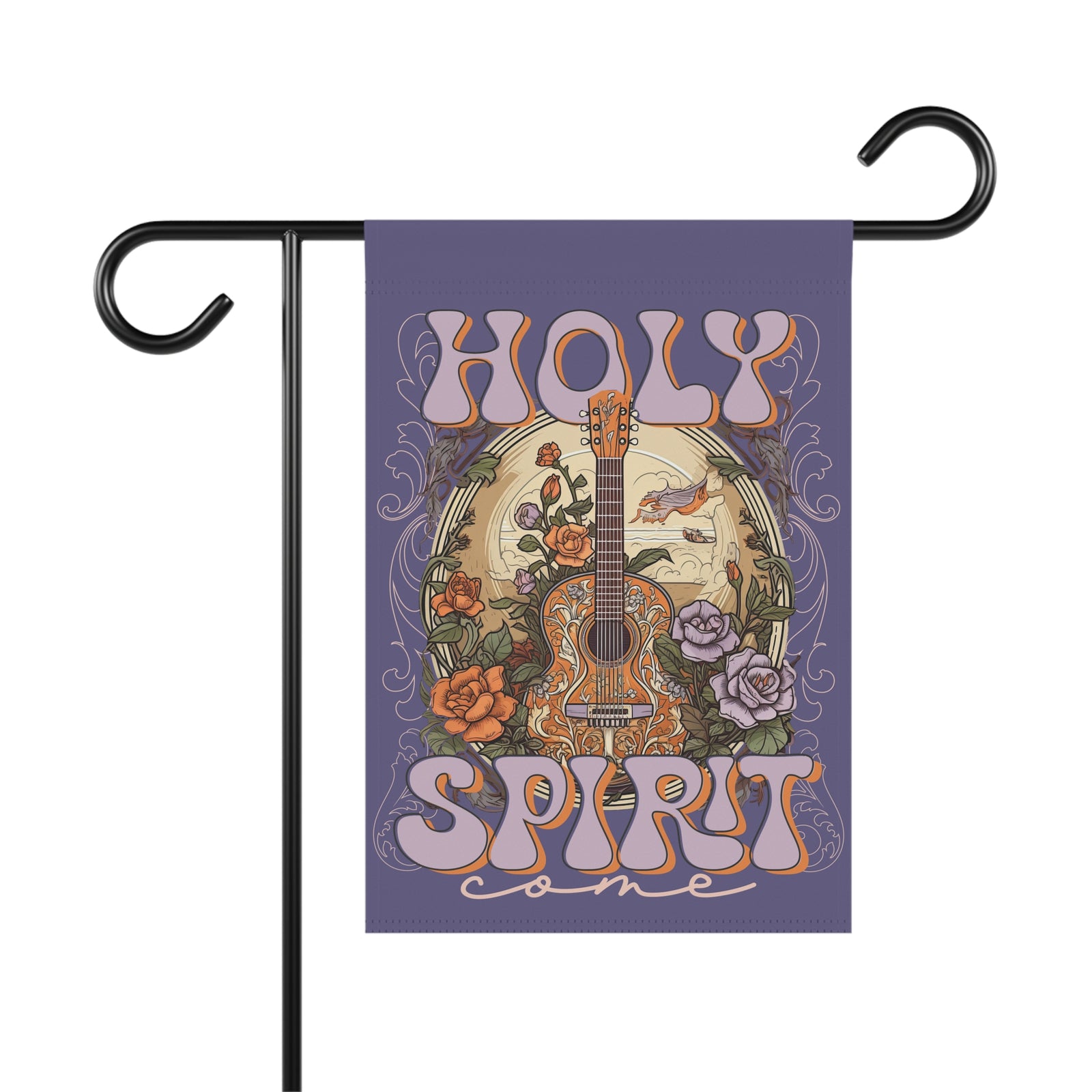 Holy Spirit Come Garden Flag Floral Guitar Religious House Banner