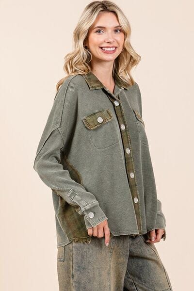 Mittoshop Mineral Washed Plaid Button Down Shacket - Sydney So Sweet
