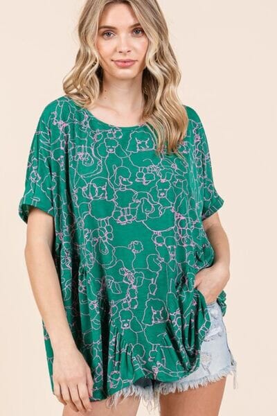 Mittoshop Abstract Print Round Neck Short Sleeve Top - Sydney So Sweet