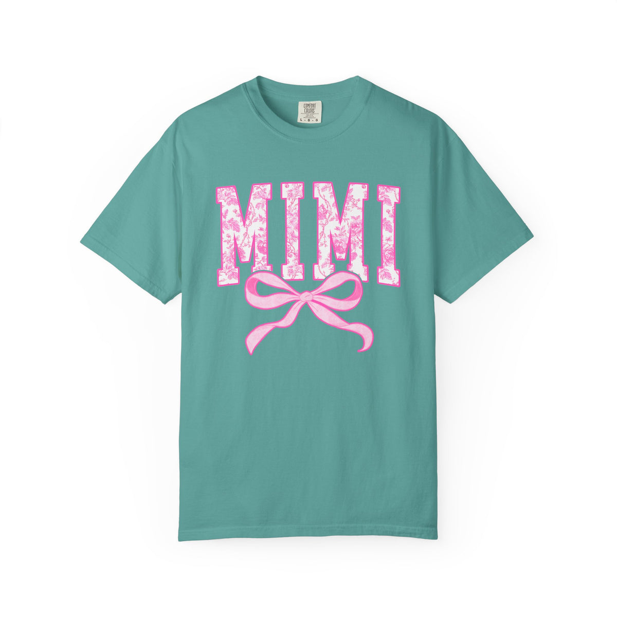 Mimi Coquette Pink Toile Bow T-Shirt Cute Grandmother Graphic Tee