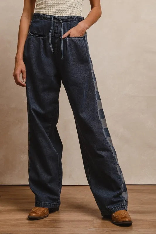 BiBi Washed Denim Mix And Match Long Pants - Sydney So Sweet