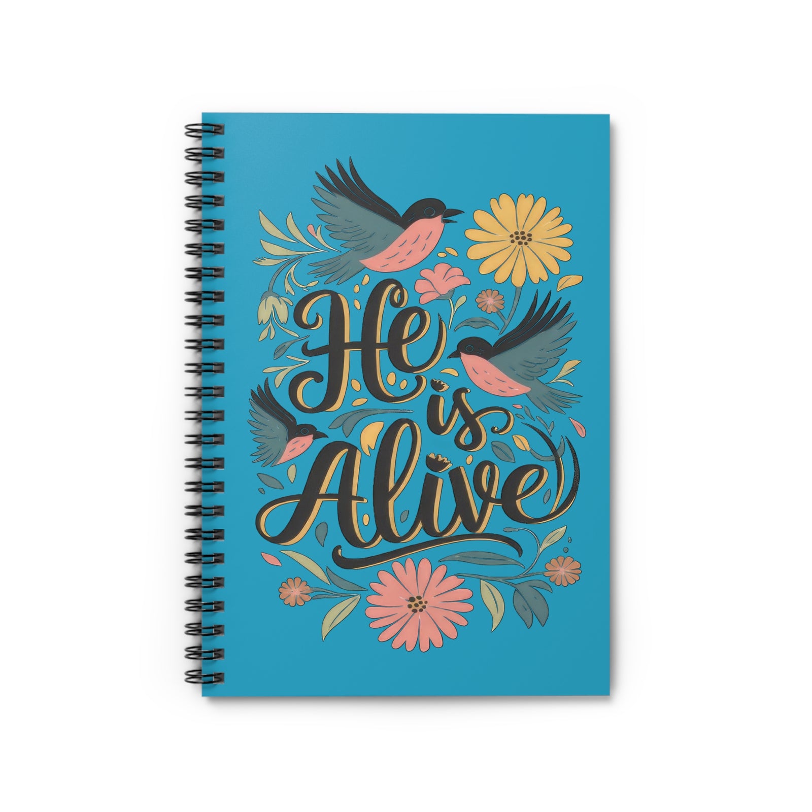 He Is Alive Floral Birds Spiral Notebook Inspirational Christian Ruled Journal