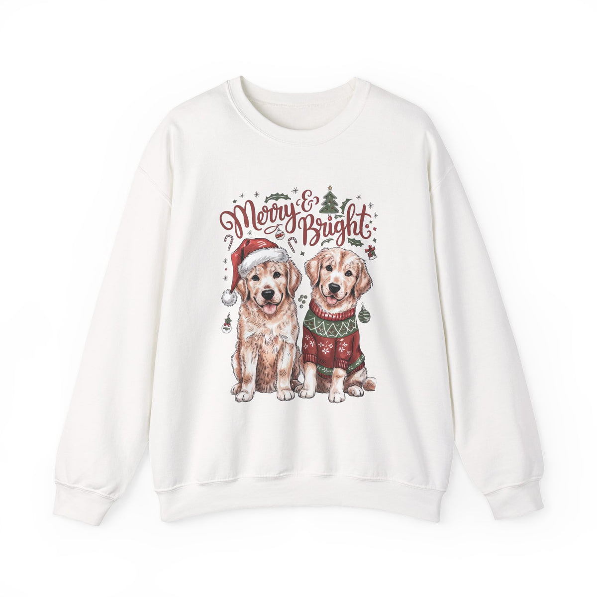 Merry & Bright Christmas Dogs Crewneck Unisex Sweatshirt