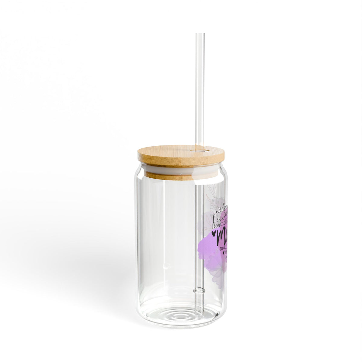 Beautiful Sweet Mama Inspirational Tumbler Sipper Glass 16oz — Reusable Drink Jar with Lid & Straw - Sydney So Sweet