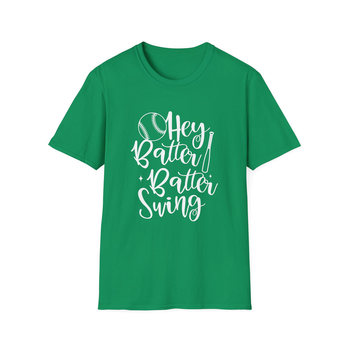 Hey Batter Batter Swing Baseball Graphic T-Shirt Cute Sports Mom Tee (12 Team Colors)