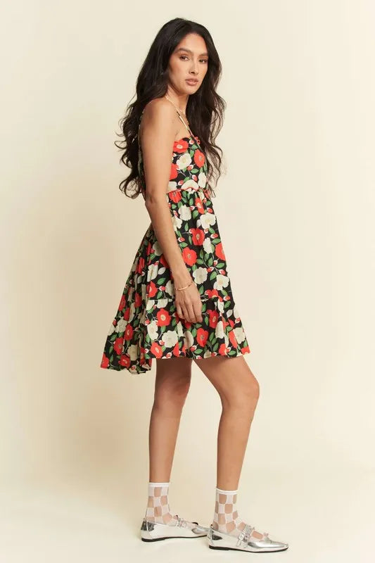 Davi & Dani Floral Scalloped Cutout Back Mini Dress - Sydney So Sweet