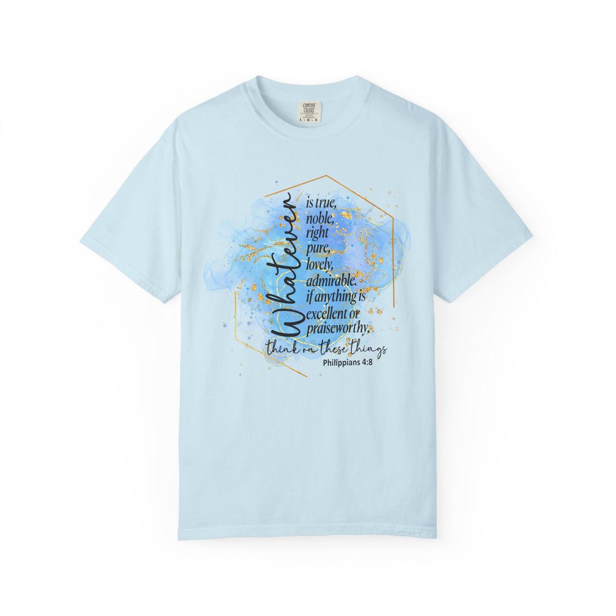 Think on These Things Philippians 4:8 Christian Graphic T-Shirt Unisex Short Sleeve Tee