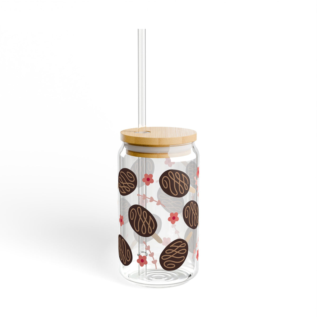 Fudge Pops Tumbler Sipper Glass 16oz — Reusable Drink Jar with Lid & Straw