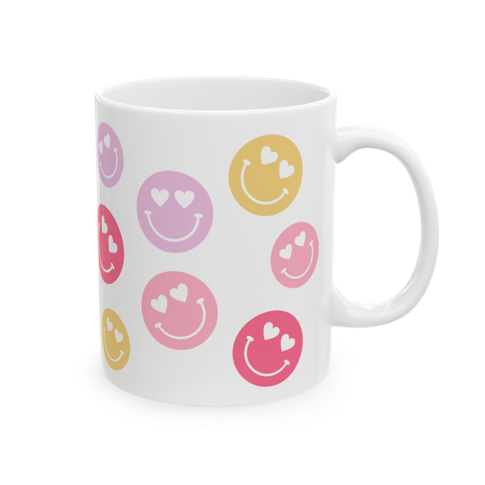 Heart Eyes Smiley Face — Cute Pastel Coffee Cup (11oz, 15oz)