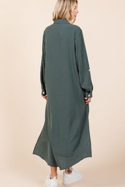 Mittoshop Airflow V-Neck Long Sleeve Button Down Maxi Dress - Sydney So Sweet