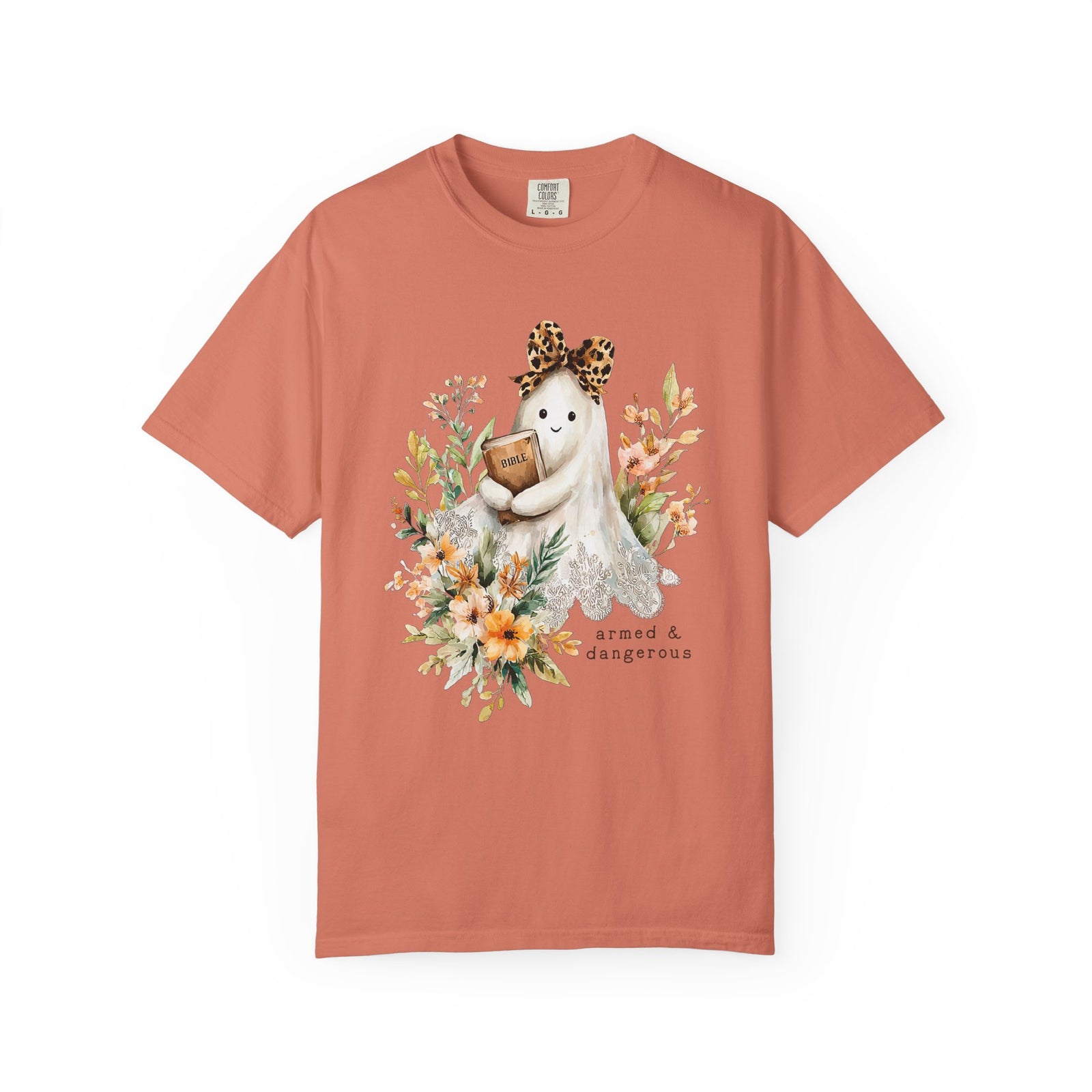 Bible Ghost Floral Tee Armed & Dangerous Cute Halloween Graphic T-Shirt