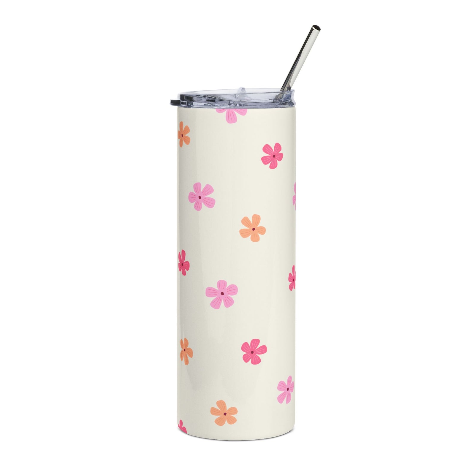 Pink & Peach Ditsy Flower 20oz Floral Stainless Steel Tumbler Travel Cup