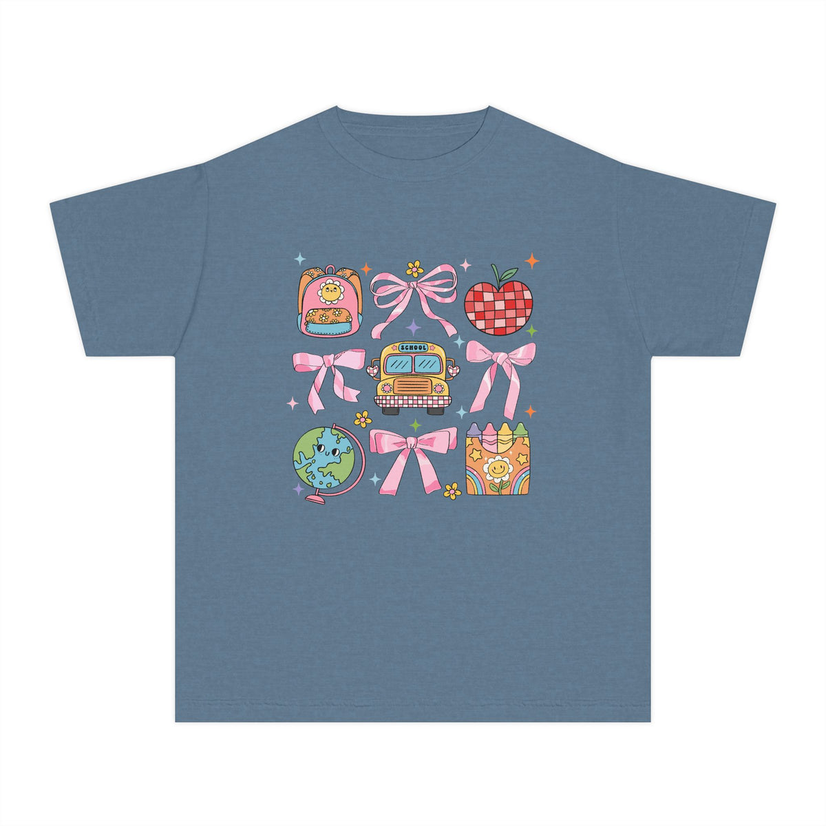 Coquette Back to School Bow Graphic Tee Kids Preppy Cute T-Shirt
