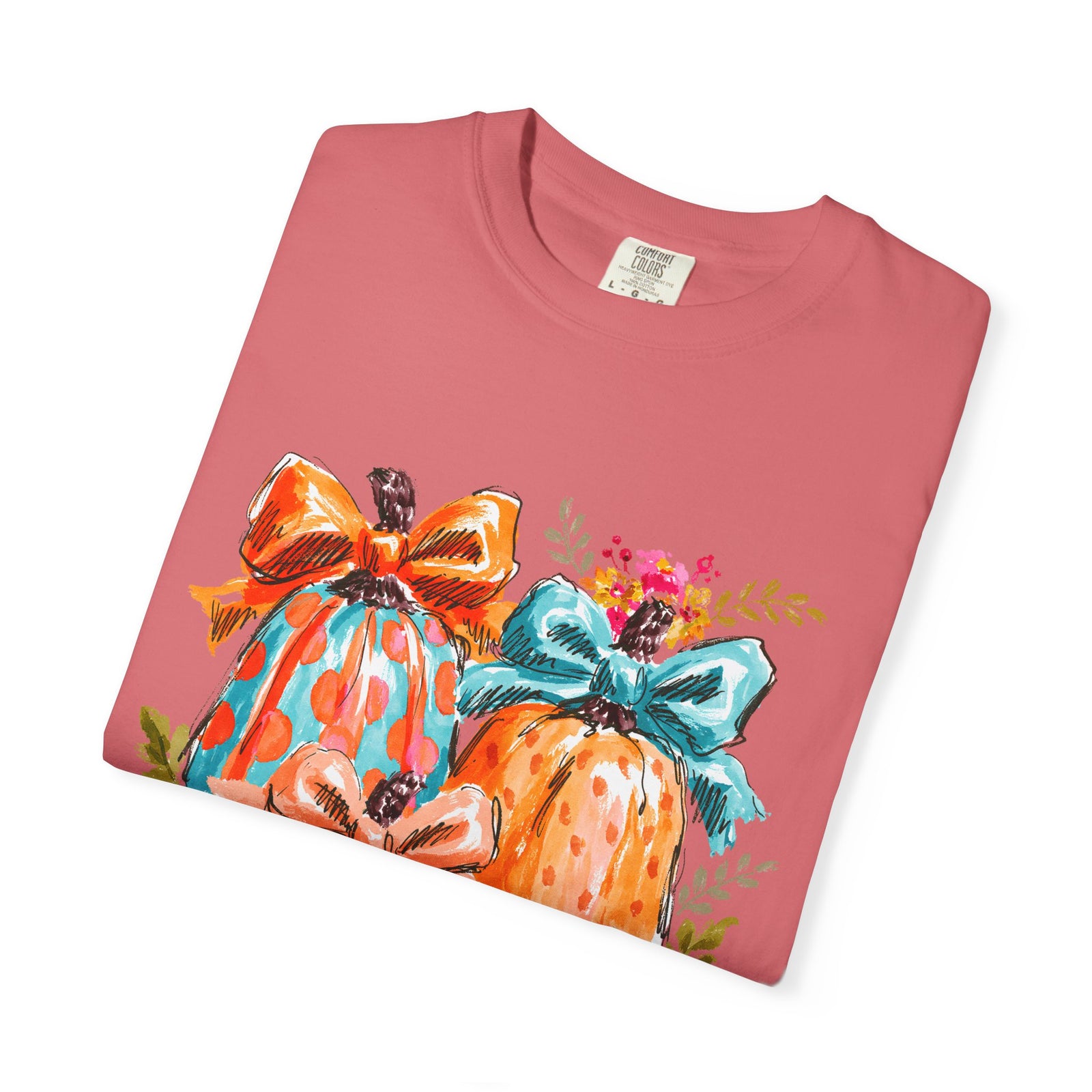Floral Preppy Coquette Fall Pumpkin T-Shirt Cute Watercolor Graphic Tee
