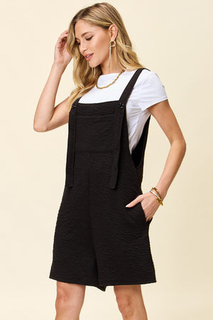 Double Take Full Size Texture Square Neck Romper - Sydney So Sweet