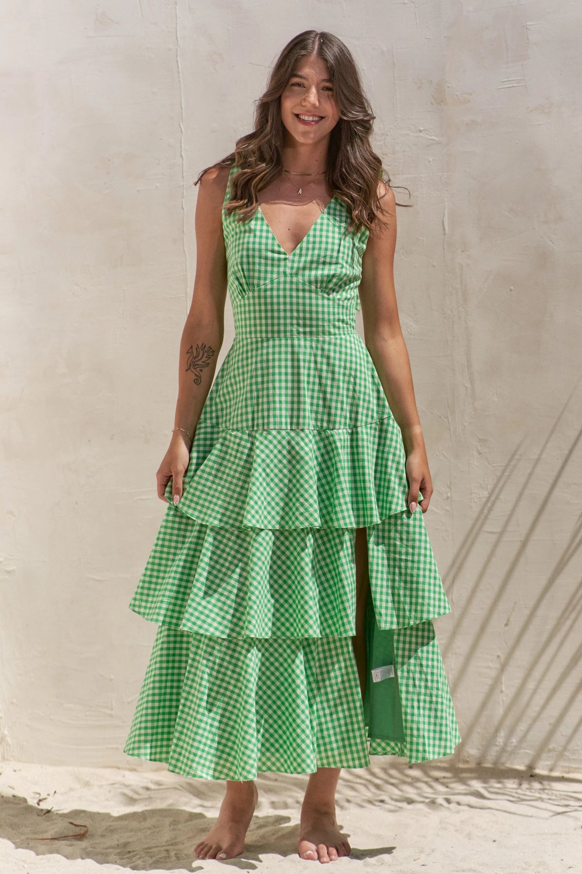 Jade By Jane Sleeveless Gingham Print Tiered Midi Dress - Sydney So Sweet