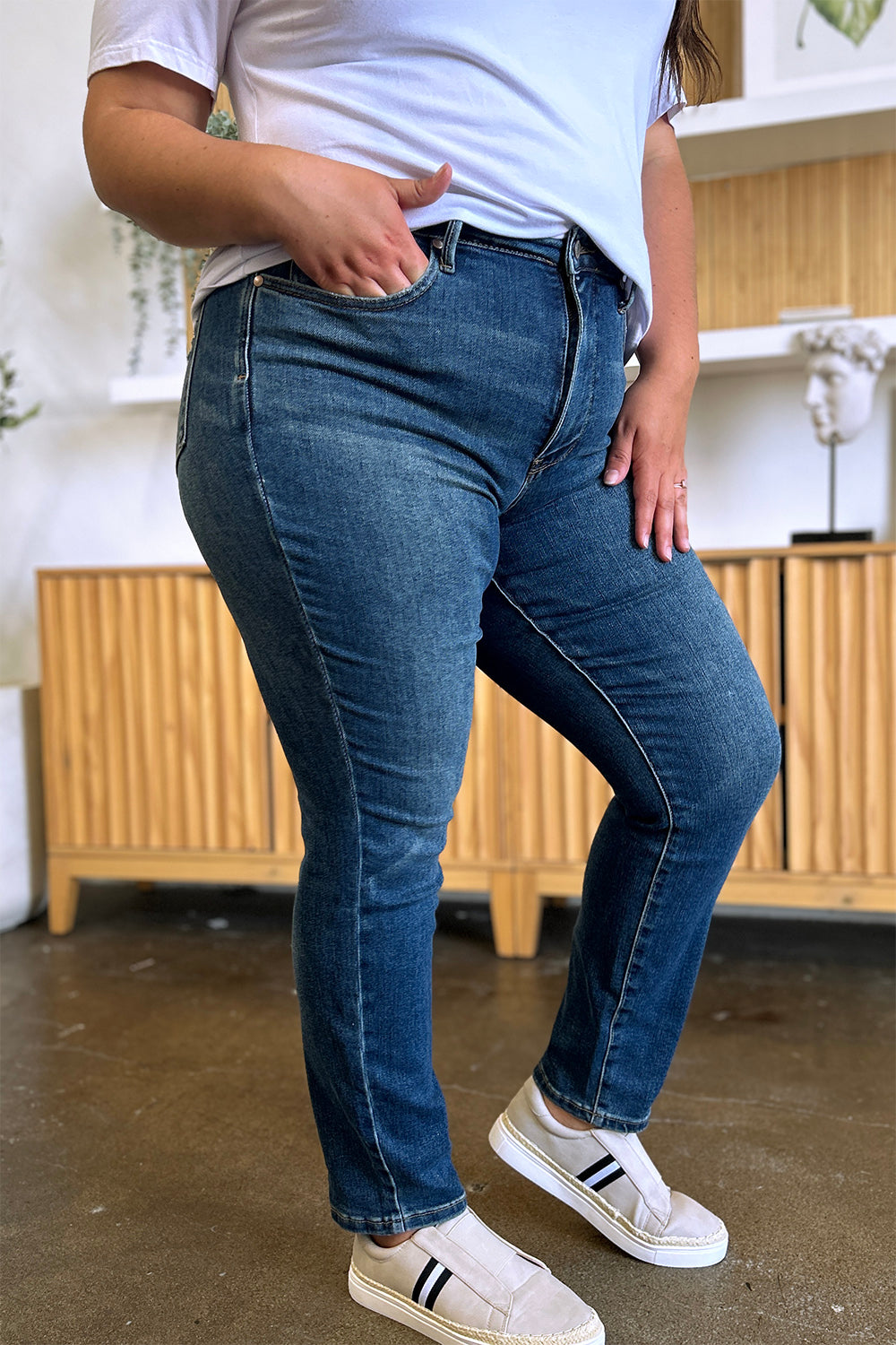 Judy Blue Full Size Tummy Control High Waist Slim Jeans - Sydney So Sweet