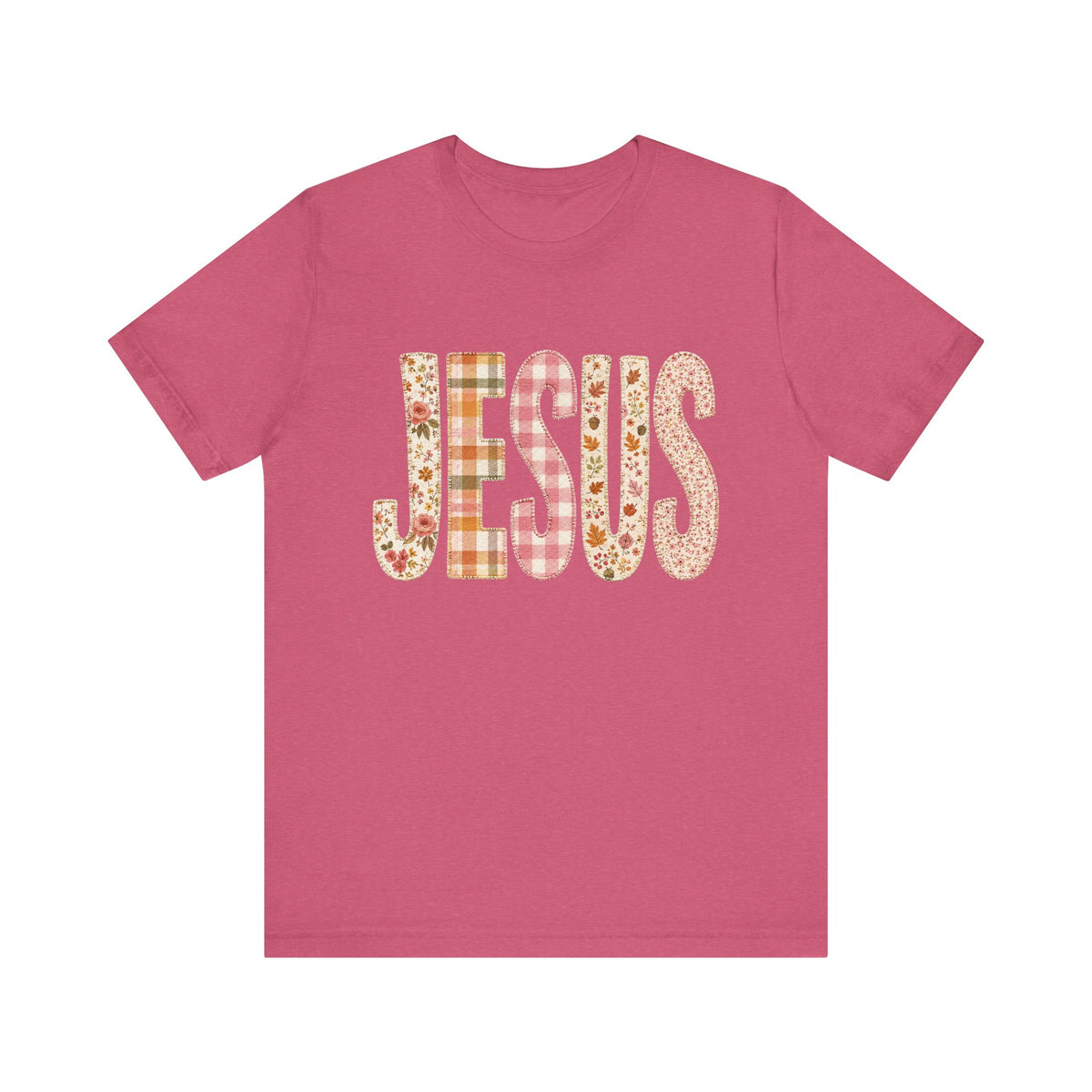 JESUS Floral Plaid Tee Women's Christian Graphic T-Shirt