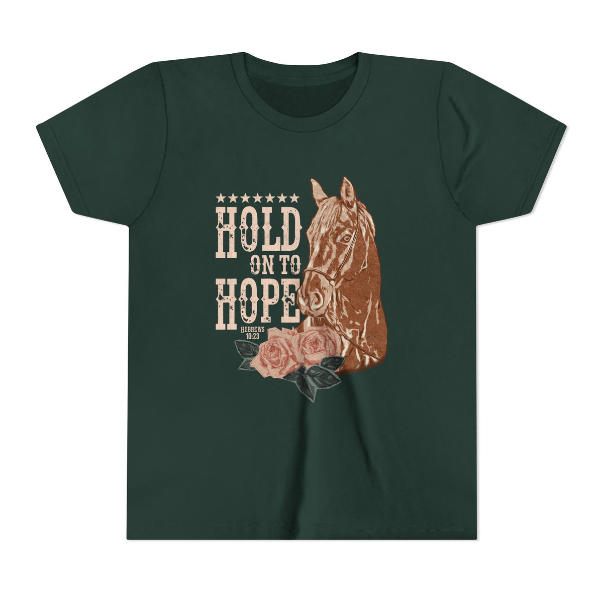 Hold Onto Hope Horse Kids T-Shirt Kids Graphic Christian Tee
