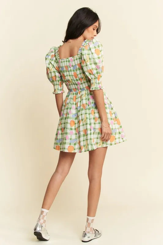 Davi & Dani Fruits Printed Smocking Mini Dress - Sydney So Sweet