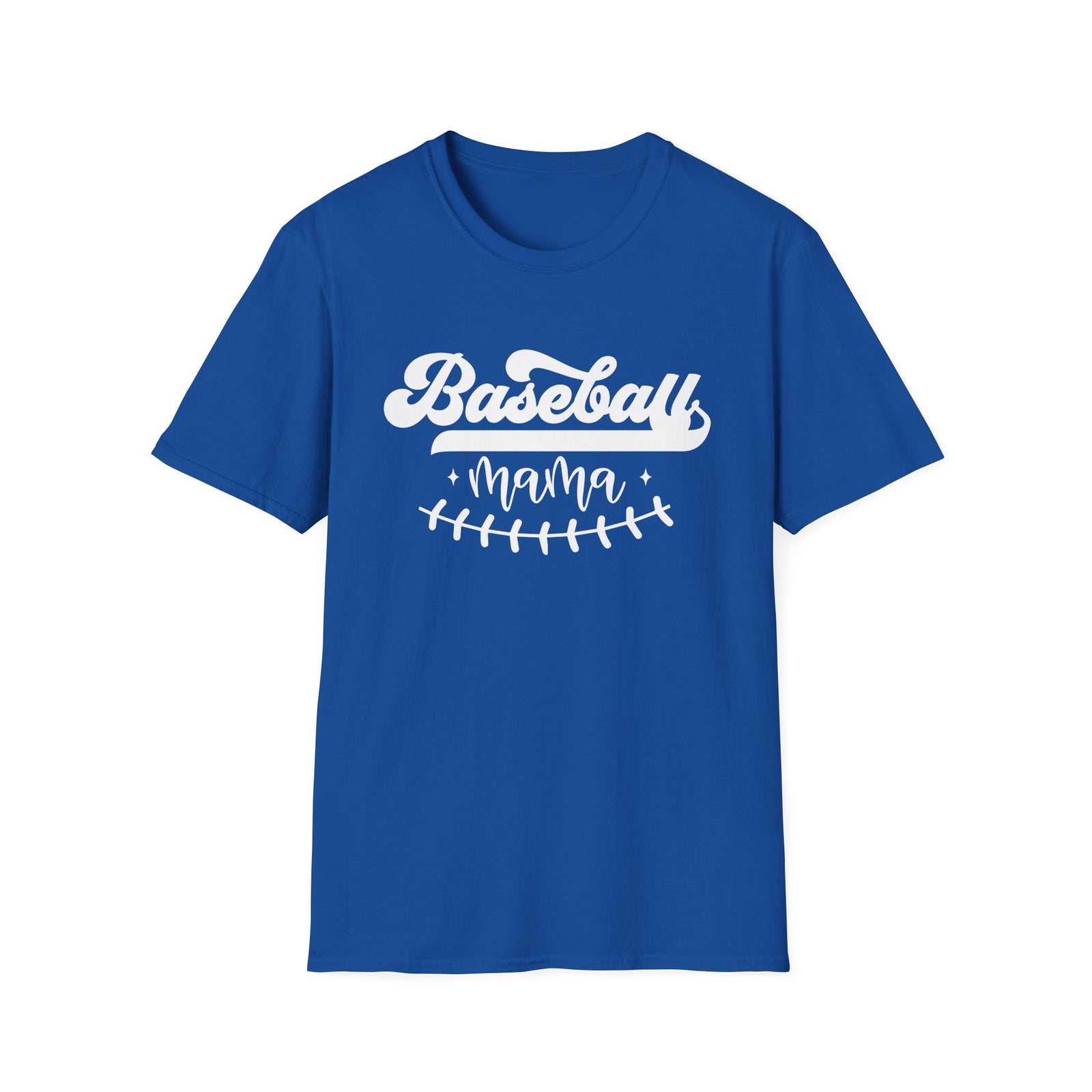 Baseball Mama Stitch Graphic T-Shirt Cute Sports Mom Tee (12 Team Colors)
