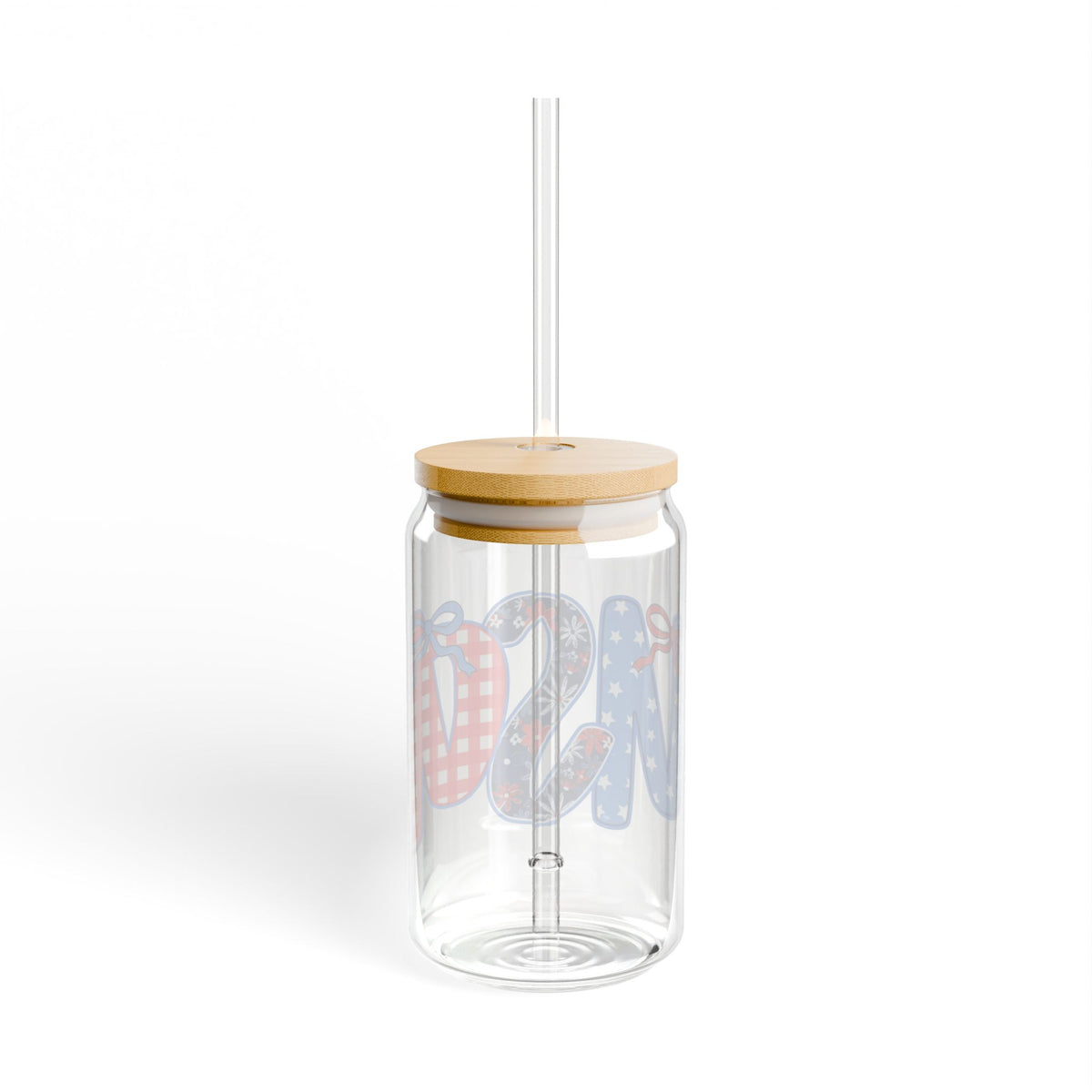 Patriotic USA Sipper Glass 16oz Reusable Drink Jar with Lid & Straw