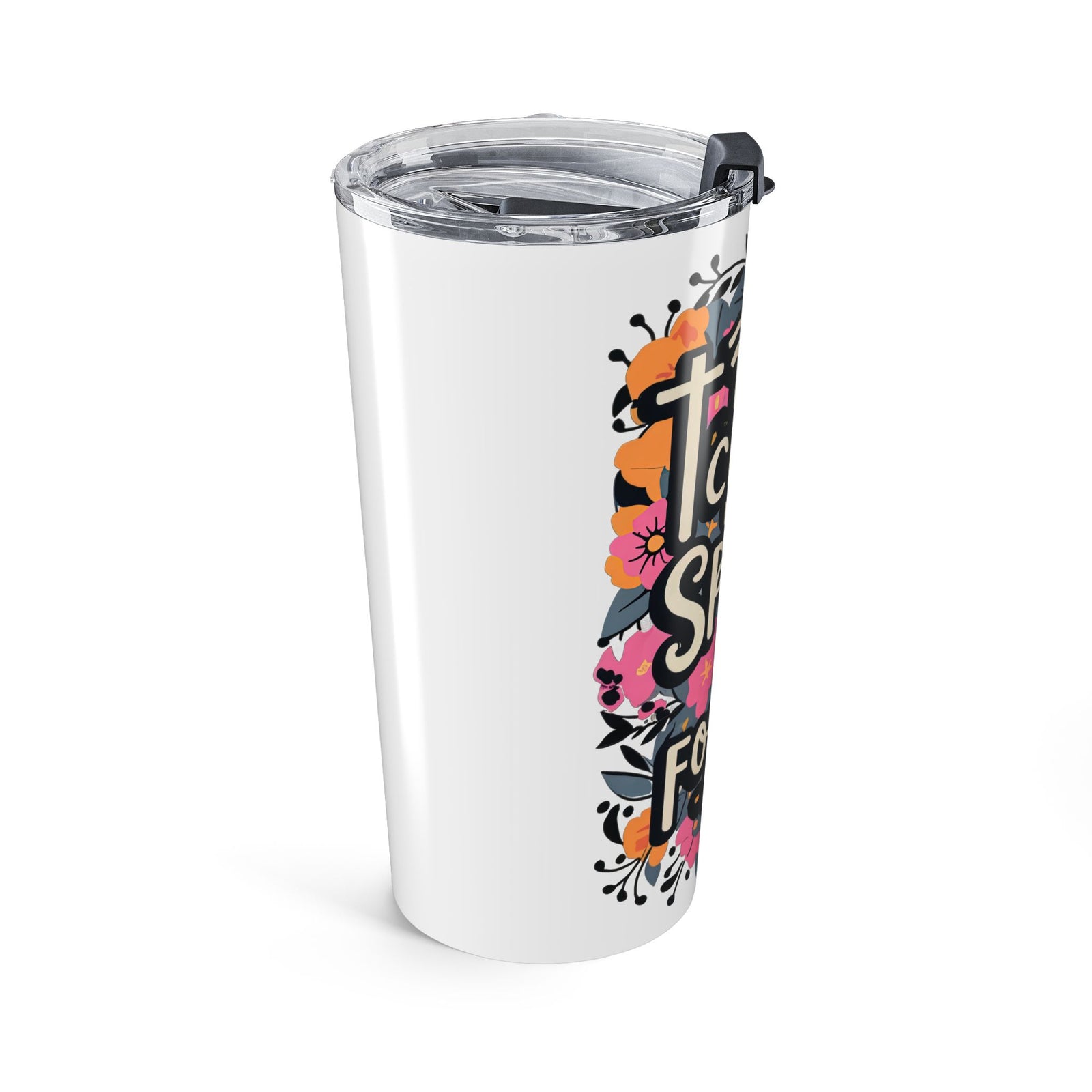 The Cross Has Spoken I Am Forgiven 20oz Tumbler Pink Script Insulated Travel Cup