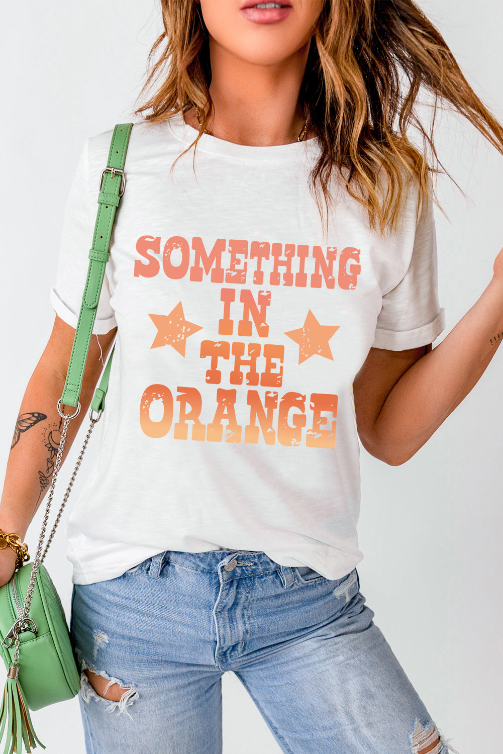 Something in the Orange Graphic Round Neck Short Sleeve T-Shirt - Sydney So Sweet