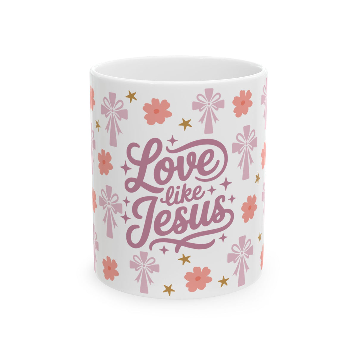 Love Like Jesus Floral Cute Ceramic Mug Coffee Cup (11oz & 15oz)