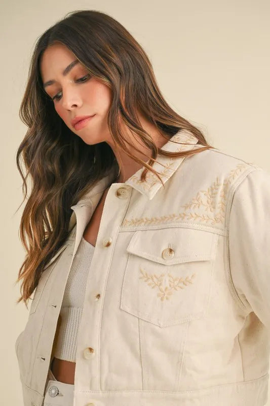 MABLE Embroidered Quilted Cropped Jacket - Sydney So Sweet