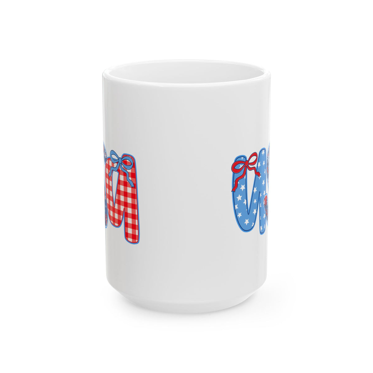 USA Coquette Bow Patriotic Cute Ceramic Mug Coffee Cup (11oz & 15oz)