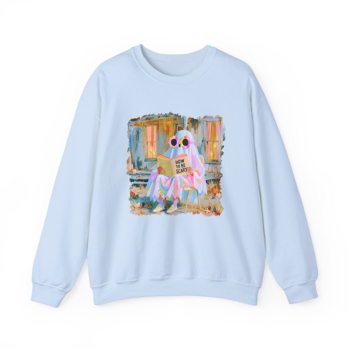 How to Be Scary Ghost Book Sweatshirt Pastel Retro Spooky Halloween Graphic Crewneck