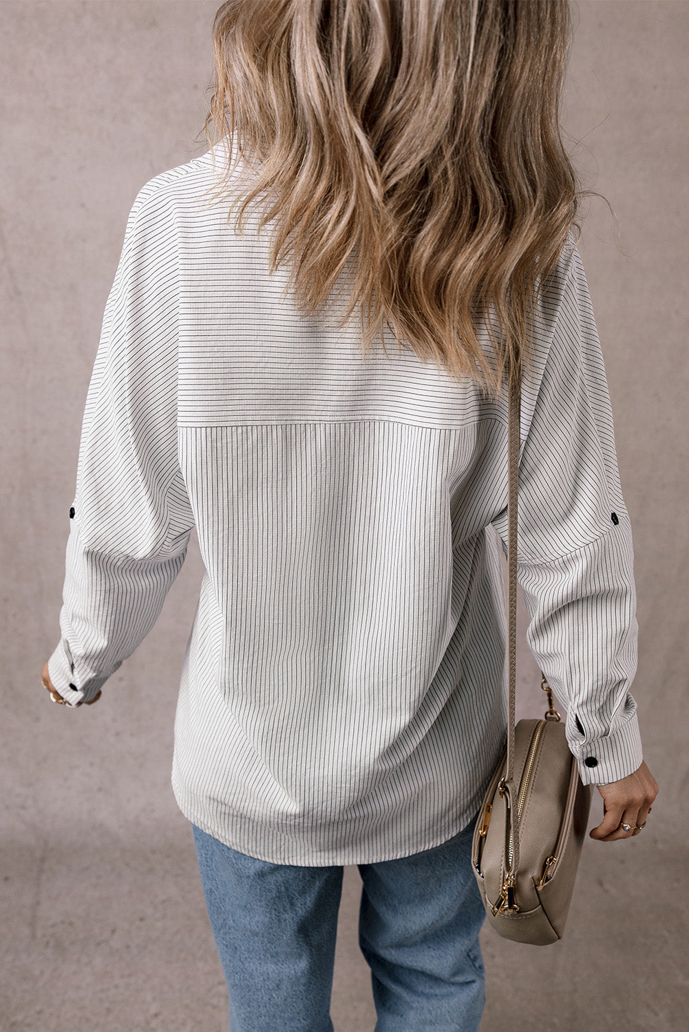 Pocketed Striped Collared Neck Long Sleeve Shirt - Sydney So Sweet