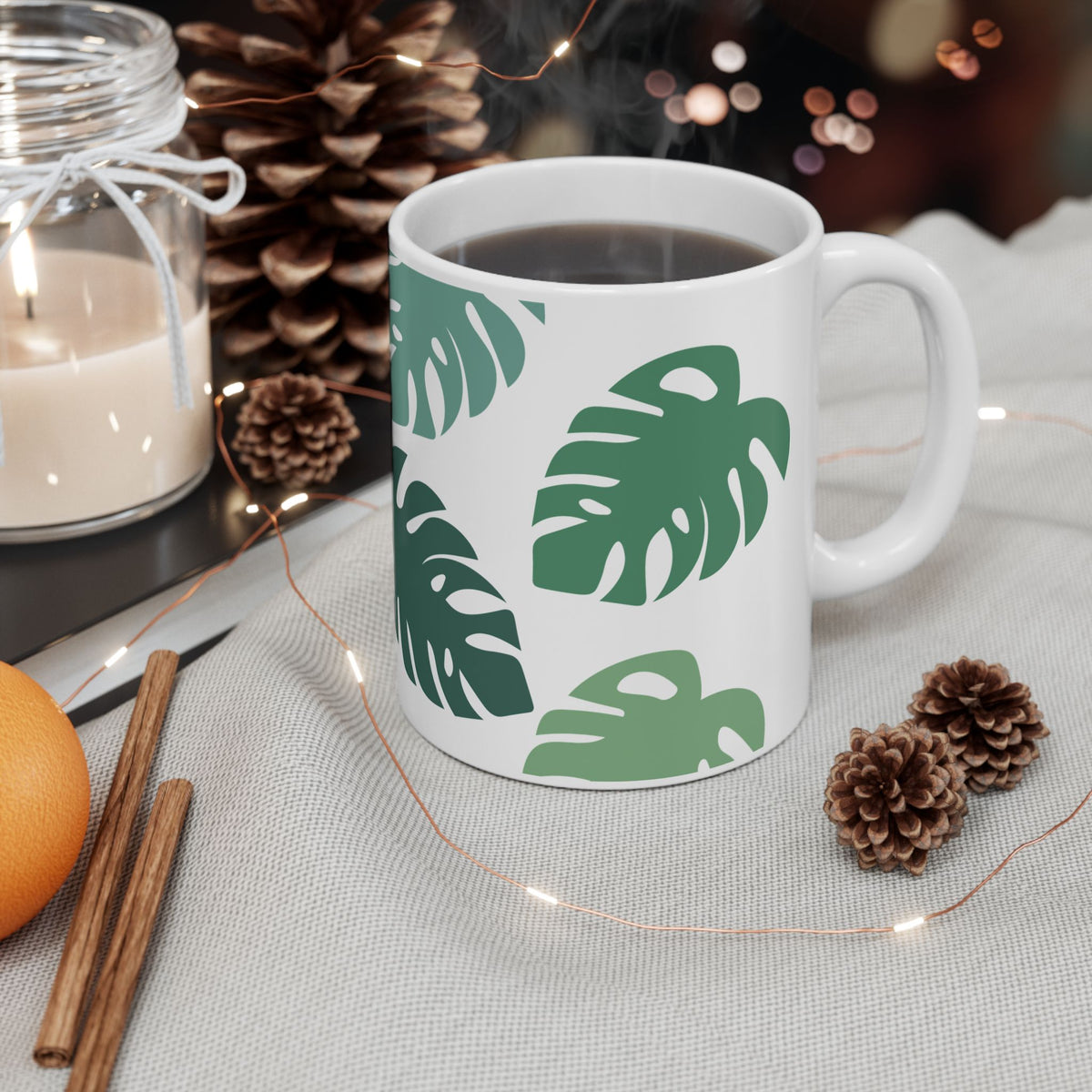 Monstera Leaf Cute Ceramic Mug Coffee Cup (11oz & 15oz)