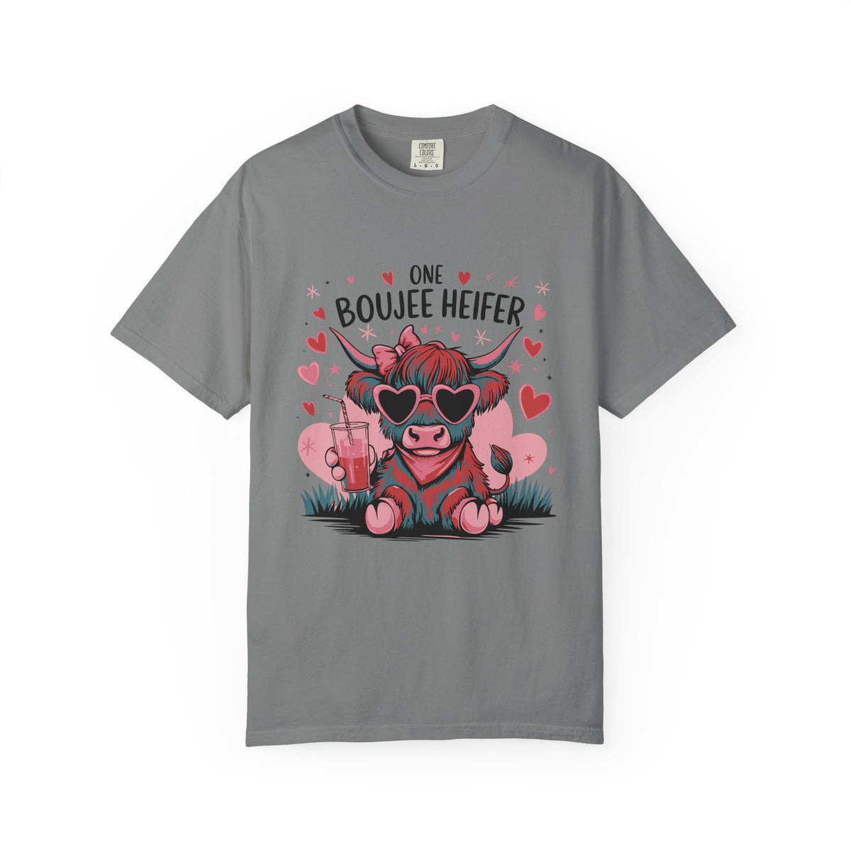 One Boujee Heifer Cute Cow Valentine's Day Graphic T-Shirt Short Sleeve Tee - Sydney So Sweet