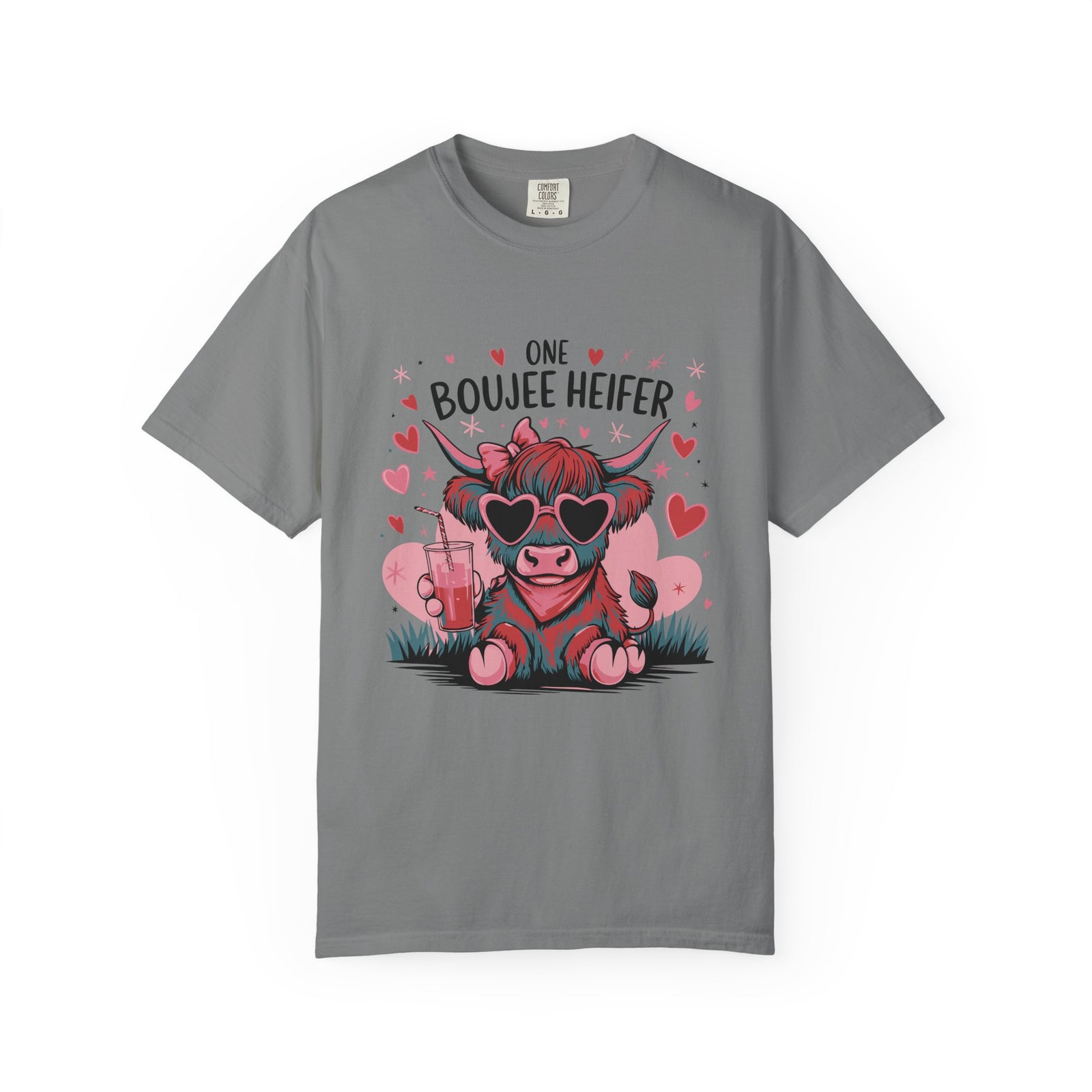One Boujee Heifer Cute Cow Valentine's Day Graphic T-Shirt Short Sleeve Tee - Sydney So Sweet