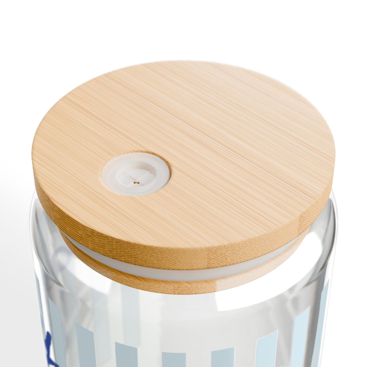 Salty Mama Beach Club Blue Stripe Sipper Glass 16oz Reusable Drink Jar with Lid & Straw