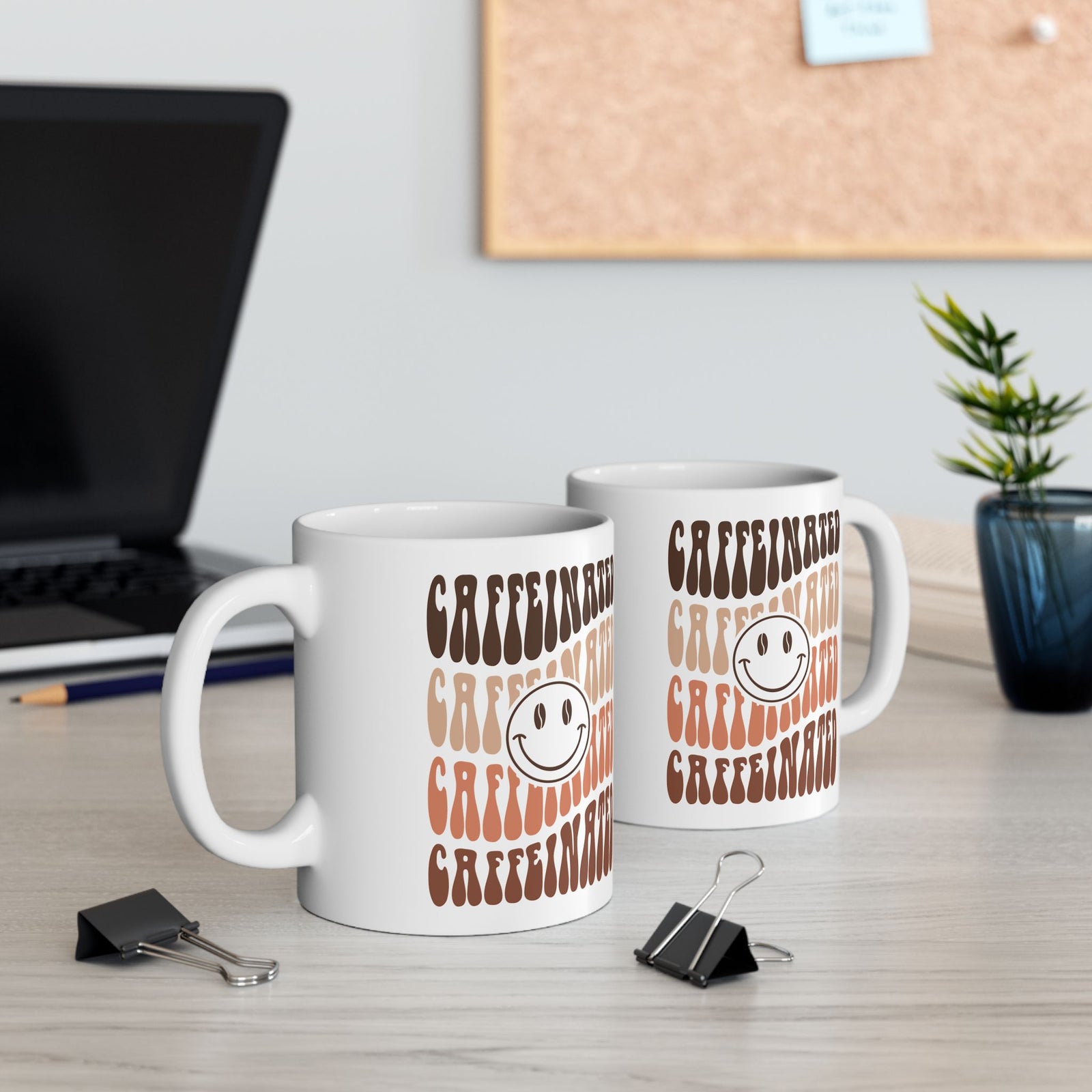 Caffeinated Smile Cute Ceramic Mug Coffee Cup (11oz & 15oz)