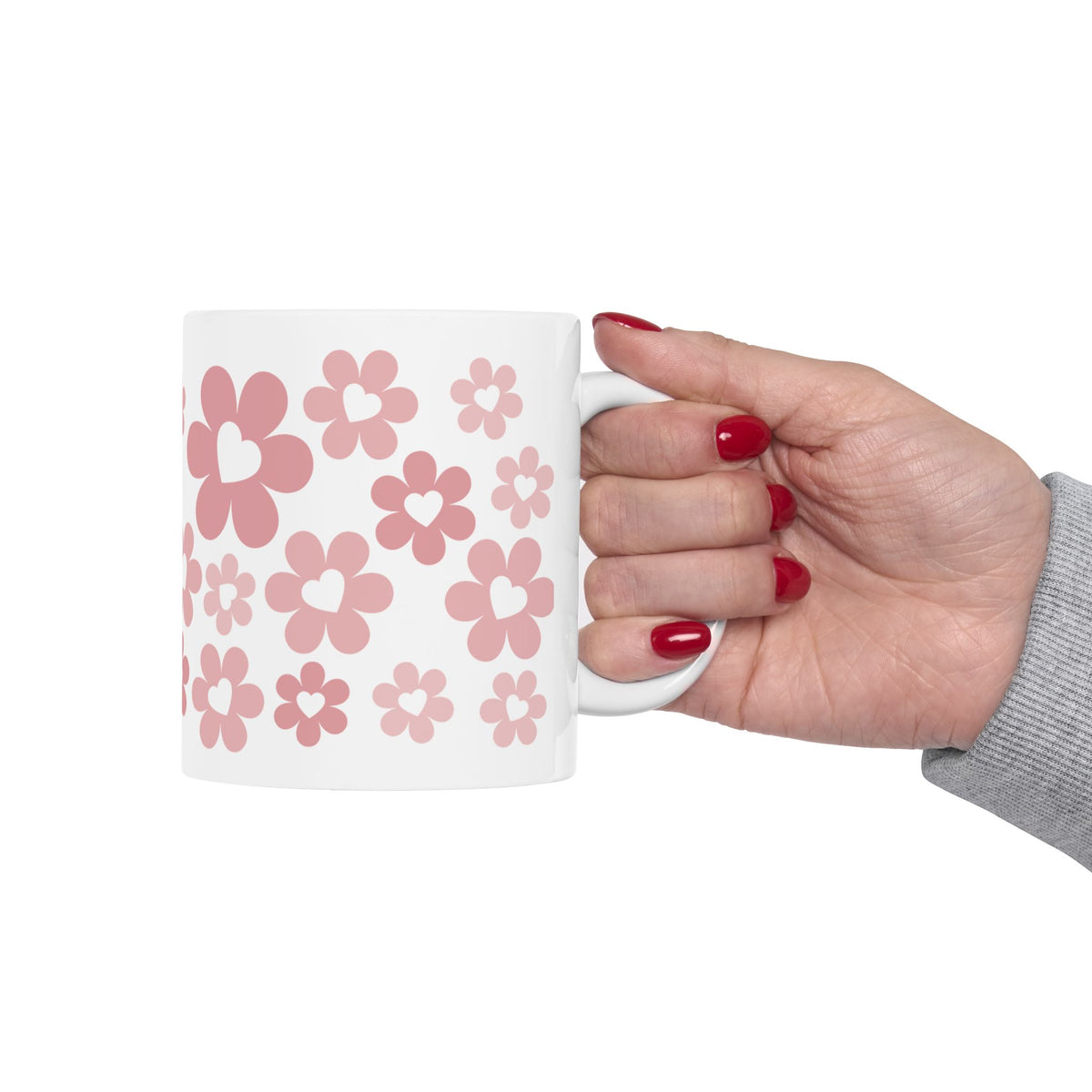 Bouquet of Love Mug — Pink Retro Floral Coffee Cup (11oz, 15oz)