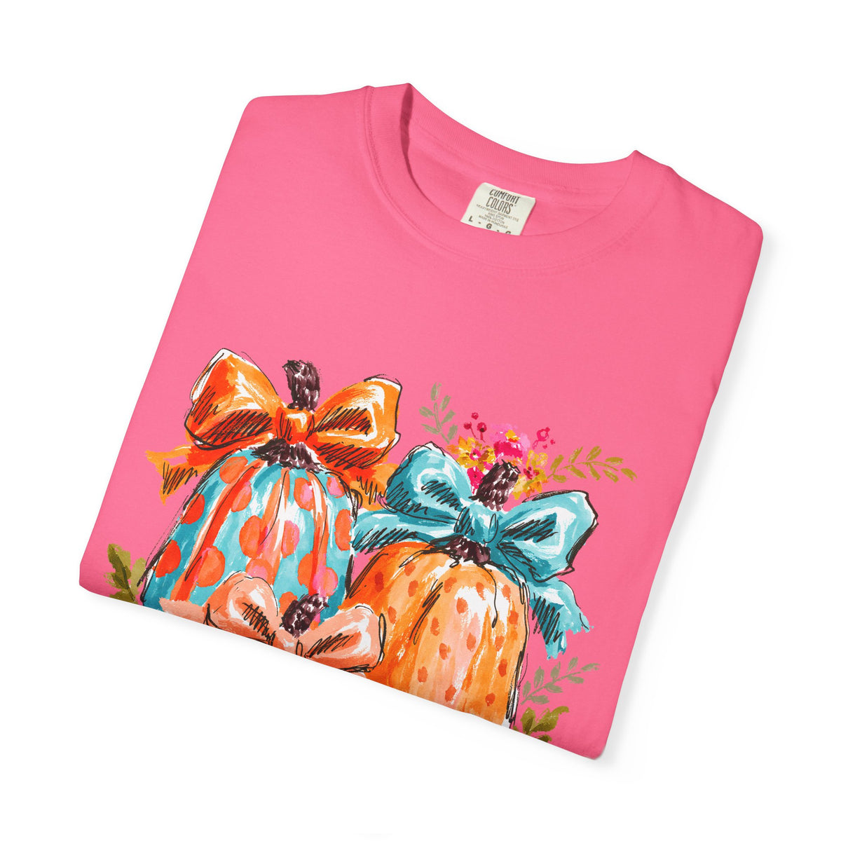 Floral Preppy Coquette Fall Pumpkin T-Shirt Cute Watercolor Graphic Tee