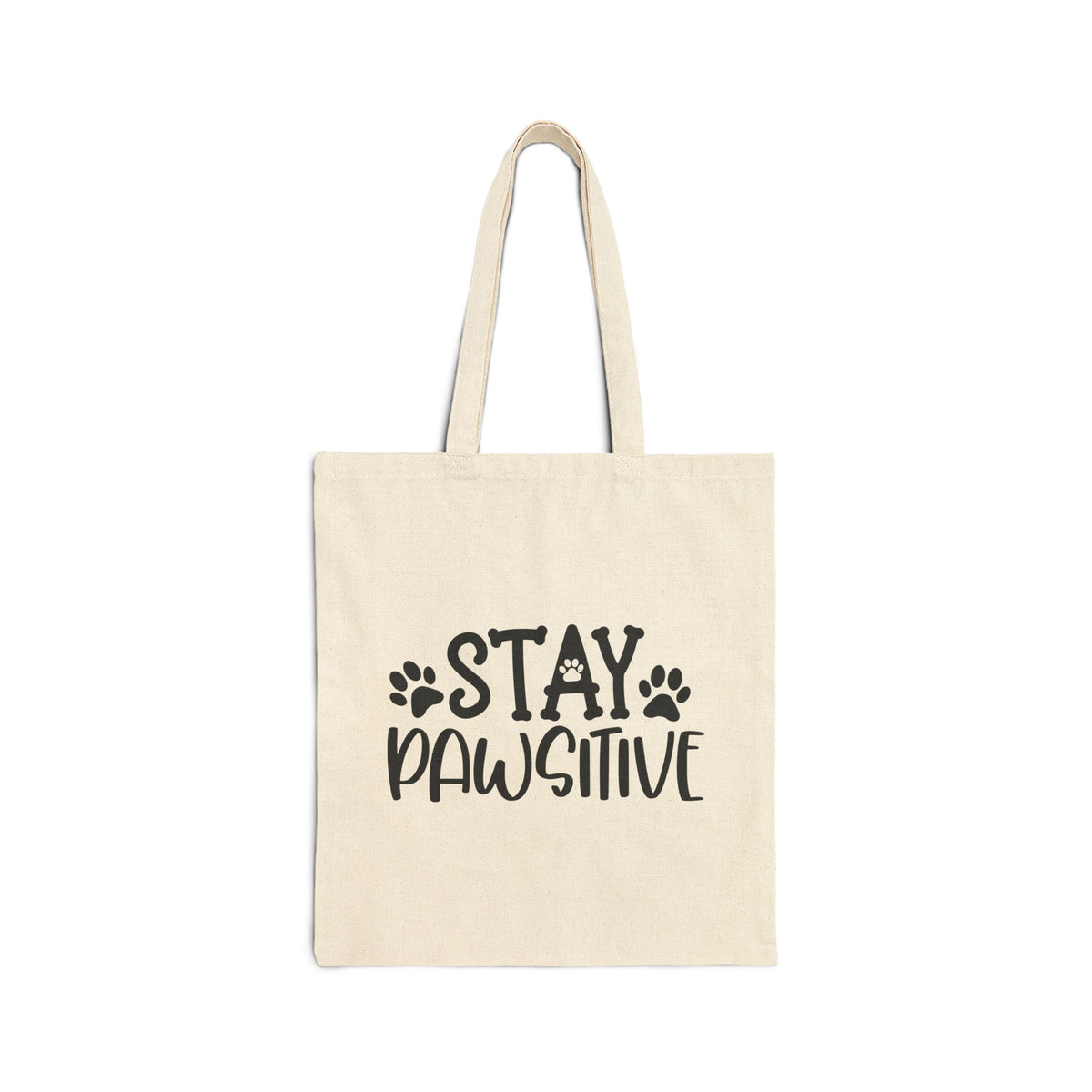 Stay Pawsitive Cotton Canvas Dog or Cat Mom Tote Bag