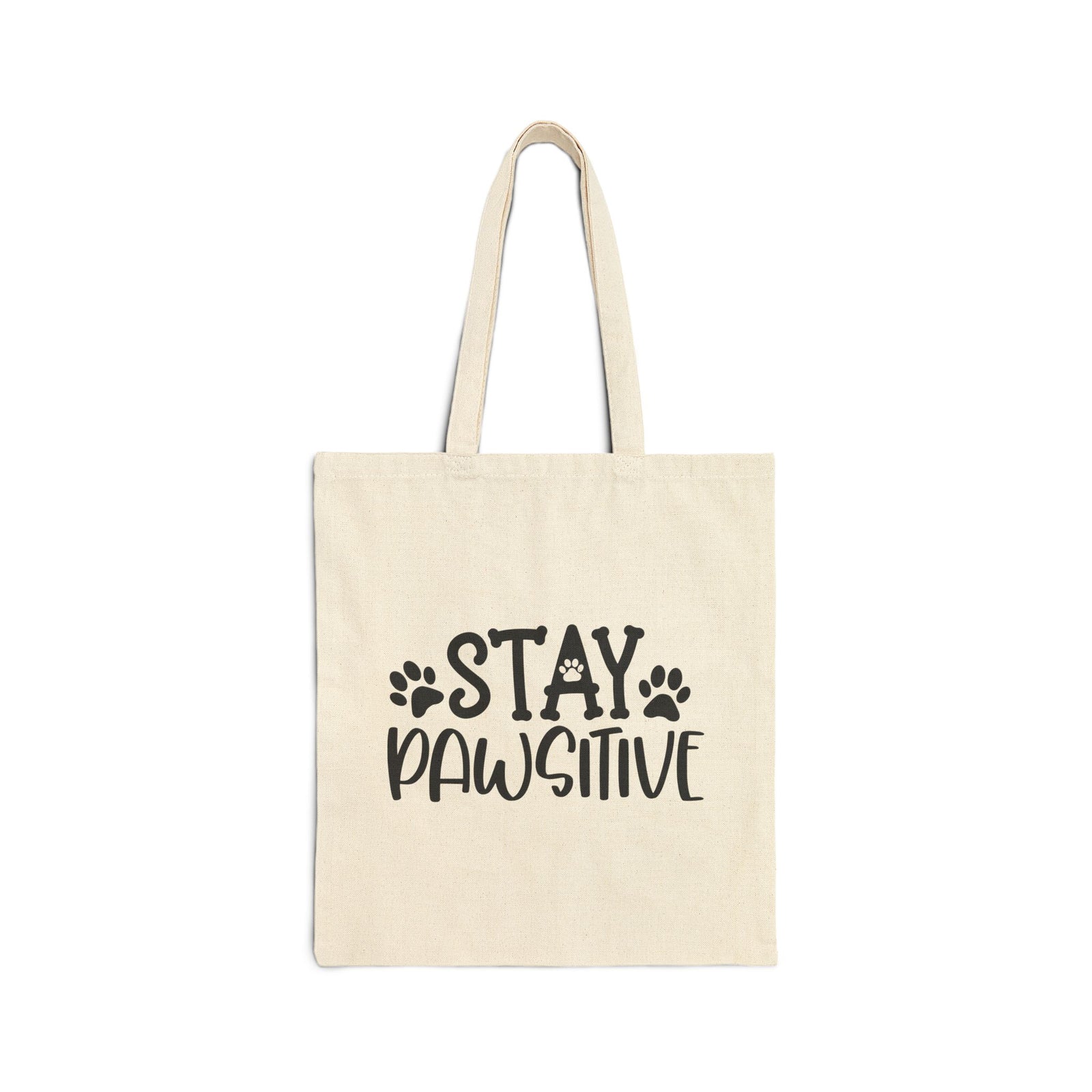 Stay Pawsitive Cotton Canvas Dog or Cat Mom Tote Bag