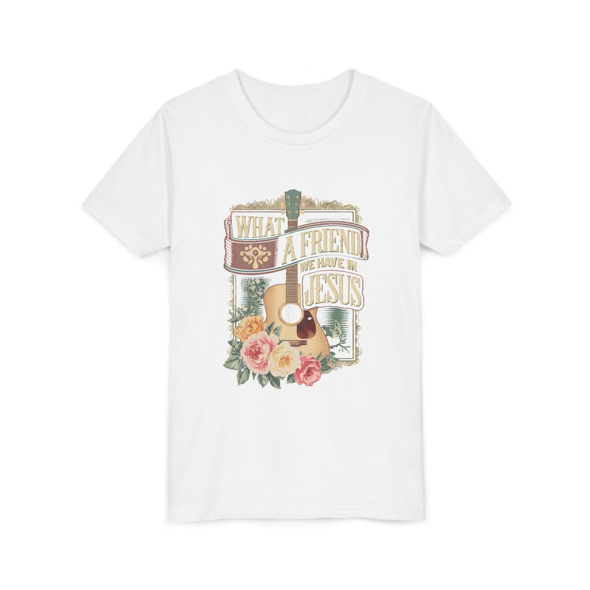 What a Friend We Have in Jesus Kids T-Shirt Christian Praise Guitar Graphic Tee