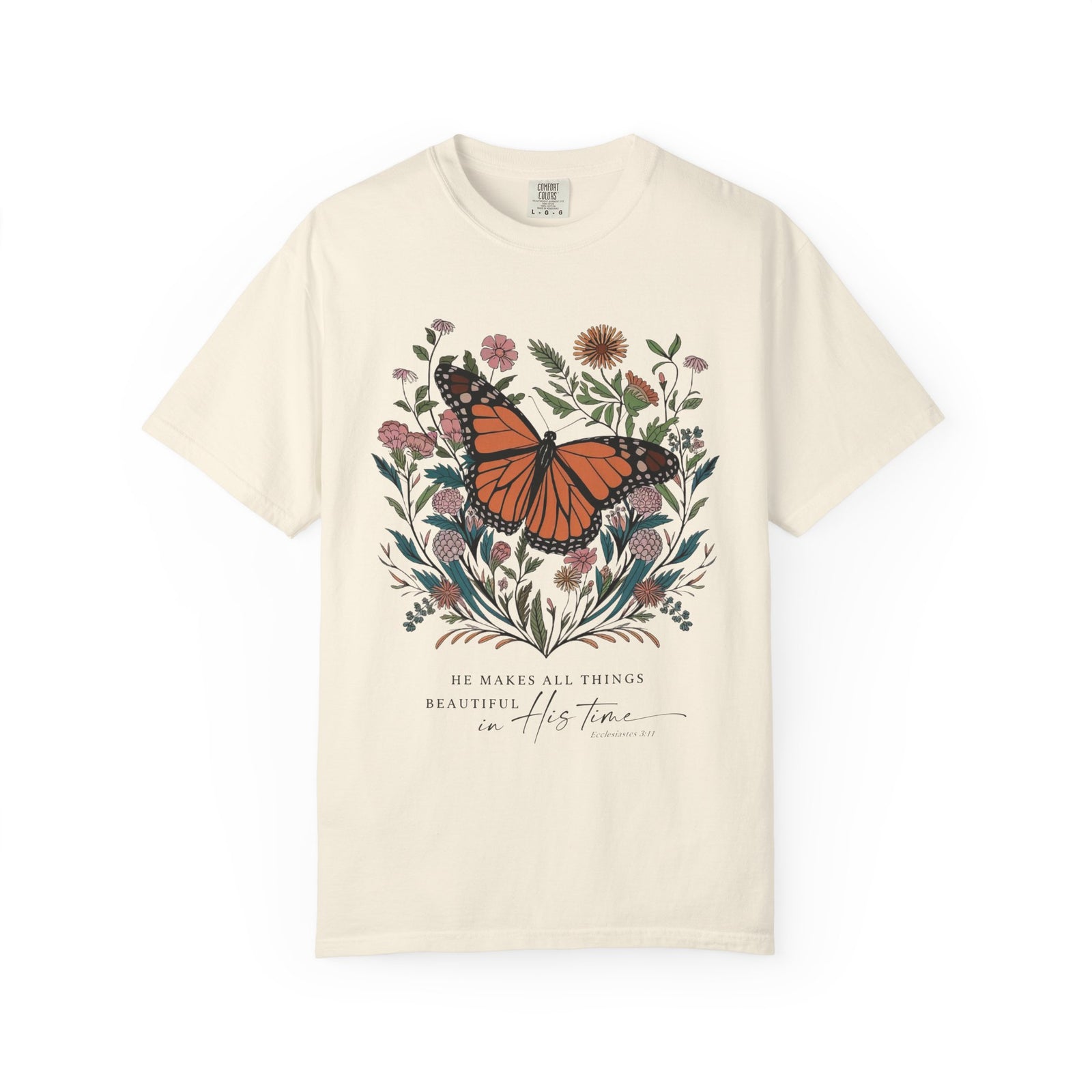 He Makes All Things Beautiful T-Shirt Christian Butterfly Graphic Tee