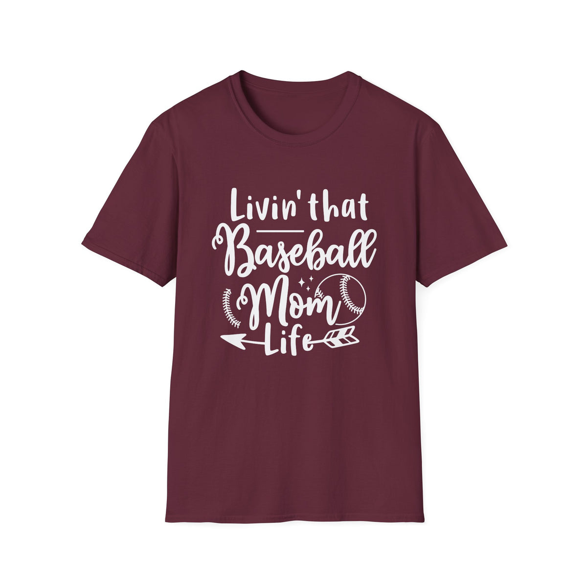 Livin' That Baseball Mom Life Graphic T-Shirt Cute Sports Mom Tee (12 Team Colors)